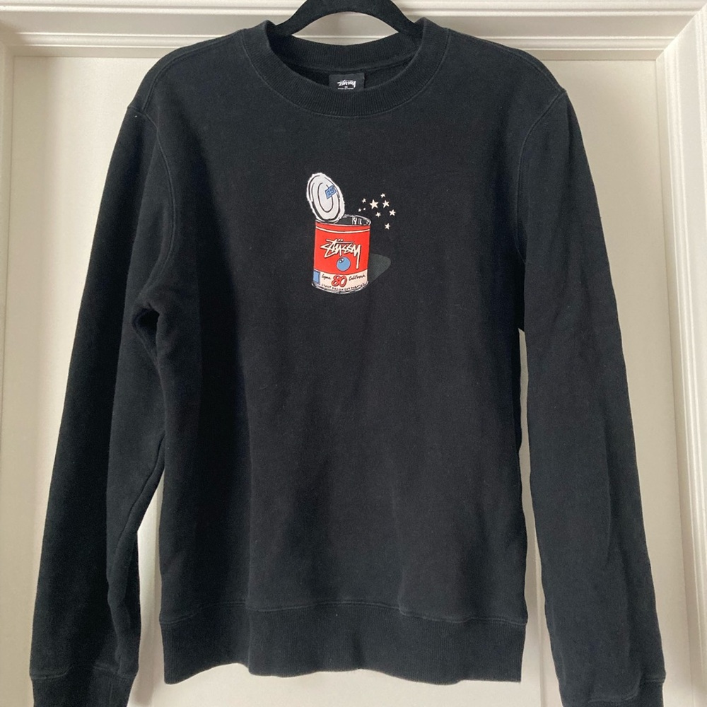 Stussy Black Crewneck Sweatshirt with Graphic Design